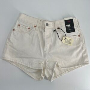 Levi's 501 Denim Shorts Cream High Rise Fitted Hip Women's Size 29